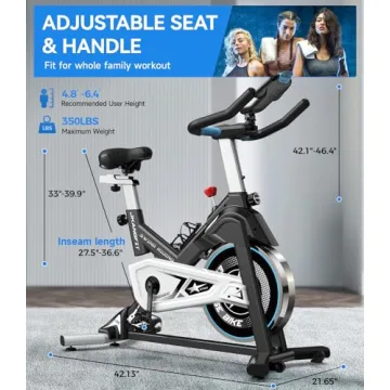 Pooboo Magnetic Exercise Bike with Bluetooth for Home Fitness