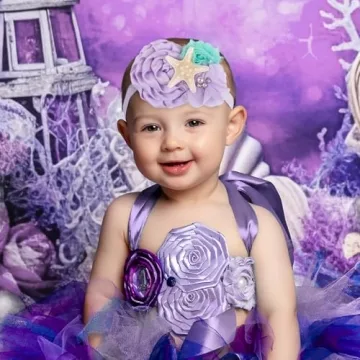 YanJie Mermaid Headbands Baby Girl Bows Starfish Baby Girl Hair Accessories for Party Lavender Headbands Newborn Bows Aqua Glitter Mermaid Accessories