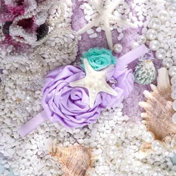 YanJie Mermaid Headbands Baby Girl Bows Starfish Baby Girl Hair Accessories for Party Lavender Headbands Newborn Bows Aqua Glitter Mermaid Accessories