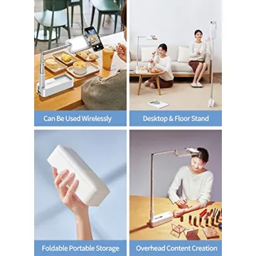 yAyusi Phone Stand with 3-Color LED Light for Video Recording