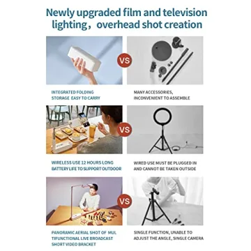 yAyusi Phone Stand with 3-Color LED Light for Video Recording