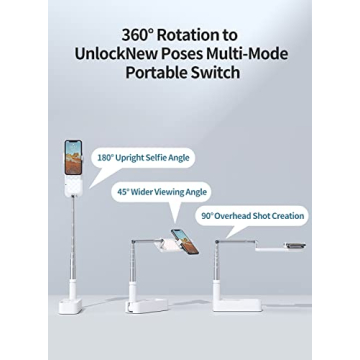 yAyusi Phone Stand with 3-Color LED Light for Video Recording