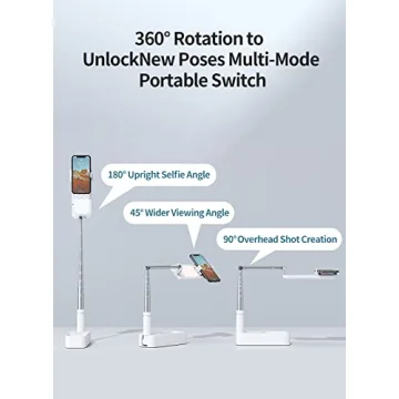 yAyusi Phone Stand with 3-Color LED Light for Video Recording