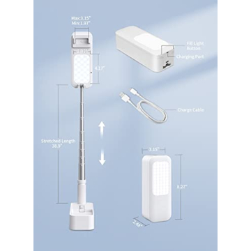 yAyusi Phone Stand with 3-Color LED Light for Video Recording