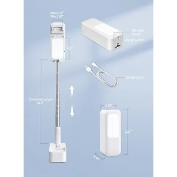 yAyusi Phone Stand with 3-Color LED Light for Video Recording