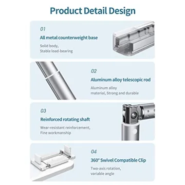 yAyusi Phone Stand with 3-Color LED Light for Video Recording