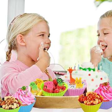 ABSOK 60 Pcs Silicone Lunch Box Dividers bento box accessories Silicone Cupcake Liners,Bento Lunch Box Dividers with Food Picks for Lunch Containers