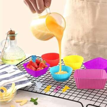 ABSOK 60 Pcs Silicone Lunch Box Dividers bento box accessories Silicone Cupcake Liners,Bento Lunch Box Dividers with Food Picks for Lunch Containers