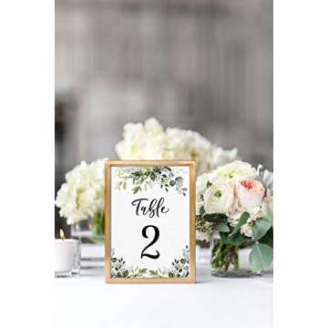Printed Party Table Card Numbers Set, 1-25 and Head Table Card, Greenery