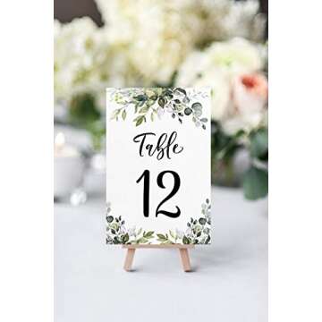 Printed Party Table Card Numbers Set, 1-25 and Head Table Card, Greenery