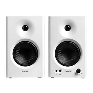 Edifier MR4 Powered Studio Monitor Speakers, 4" Active Near-Field Monitors Speaker - White (Pair)