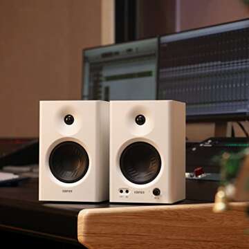 Edifier MR4 Powered Studio Monitor Speakers, 4" Active Near-Field Monitors Speaker - White (Pair)
