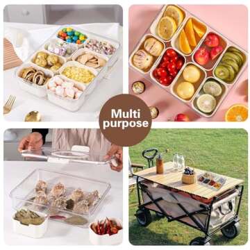 ANCKNE Divided Serving Tray with Lid and Handle, Snackle Box Charcuterie Container for Portable Snack Platters, Clear Storage Organizer for Candy,Fruits,Nuts,Snacks, Perfect for Party, Entertaining