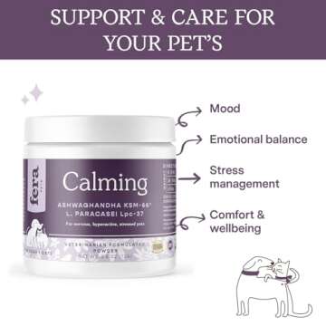 Fera Pet Organics Calming Supplement for Dogs & Cats - Vet Created - GABA & Ashwagandha Supplements ...