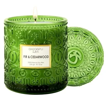 Chloefu LAN Fir & Cedarwood Scented Candle - Holiday Luxury Gift, 55-Hour Burn