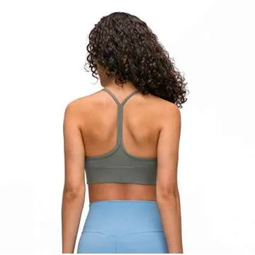 Sling Sexy Longline Strappy Padded Green Sports Bra for Women, Light Support Y Racer Back Yoga Bra Crop Tank Top