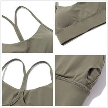 Sling Sexy Longline Strappy Padded Green Sports Bra for Women, Light Support Y Racer Back Yoga Bra Crop Tank Top