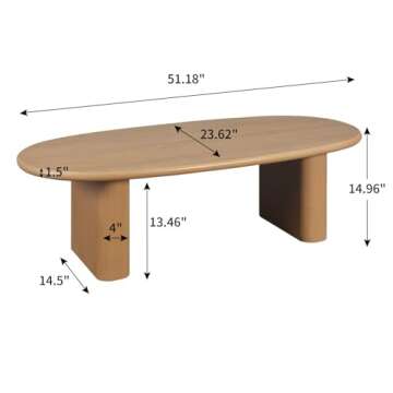 KEVINSPACE 51" Coffee Table Mid Century Modern Tea Table for Living Room Center Minimalist Display C...