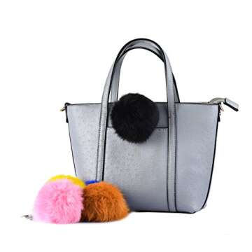 Cityelf Cute Faux Rabbit Fur Ball Pom Pom Keychain - Stylish Bag Charm