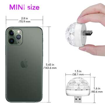 Lmaytech USB Mini Disco Ball Party Lights, DJ Stage Strobe Lights, Portable Led Car Atmosphere Light...