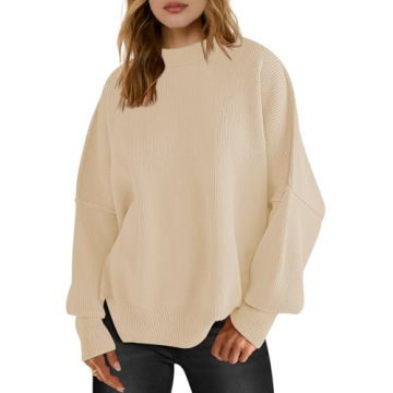 Oversized Crewneck Batwing Pullover Sweater for Women