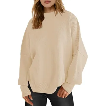 Oversized Crewneck Batwing Pullover Sweater for Women