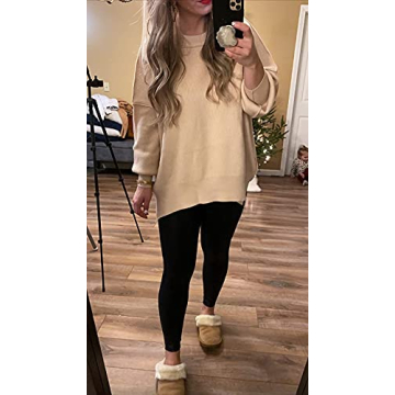 Oversized Crewneck Batwing Pullover Sweater for Women