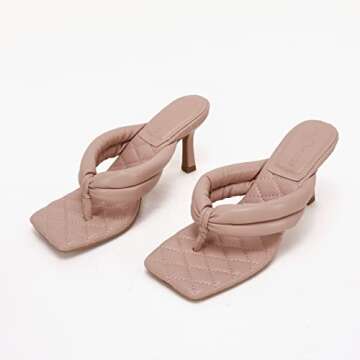 Rilista Women's Quilted Thong Heels - Stylish Comfort Sandals