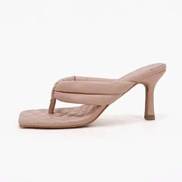 Rilista Women's Quilted Thong Heels - Stylish Comfort Sandals