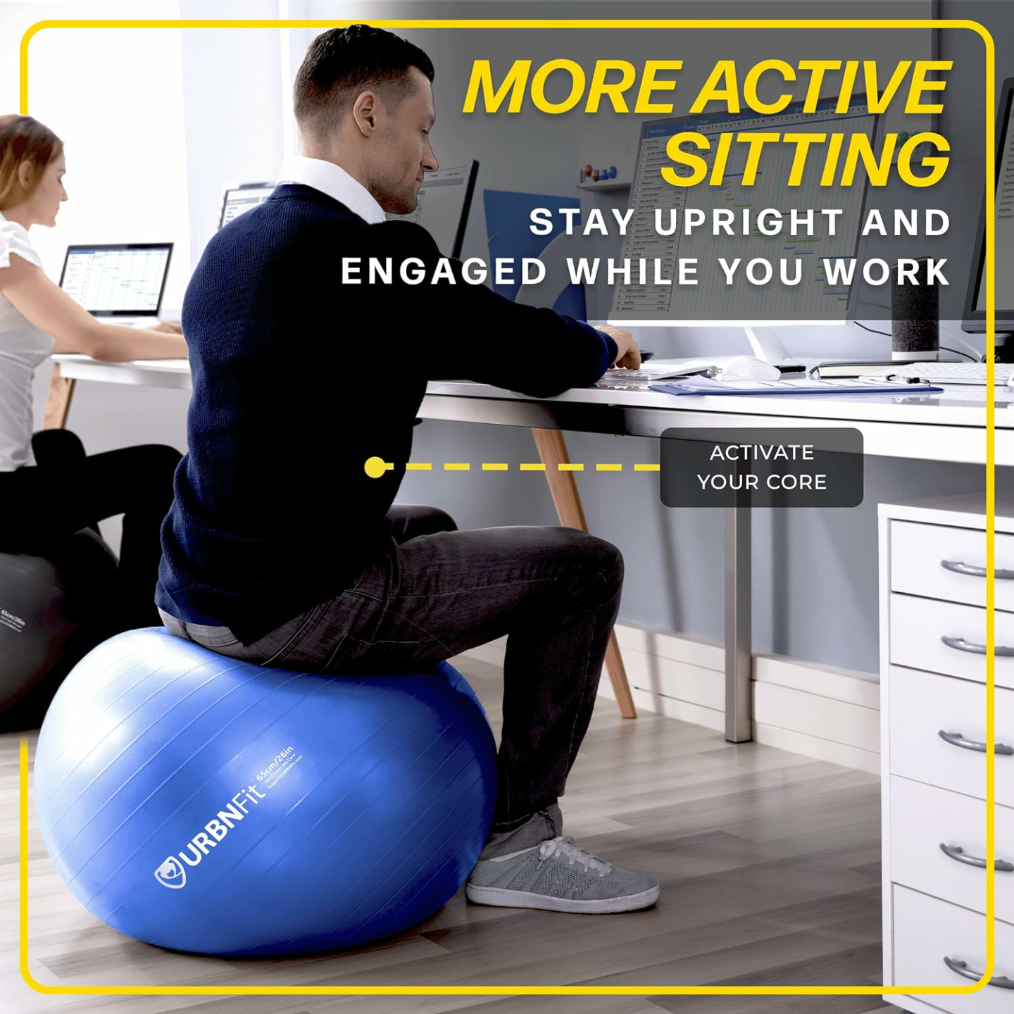 URBNFit Anti-Burst Yoga Ball with Quick Pump