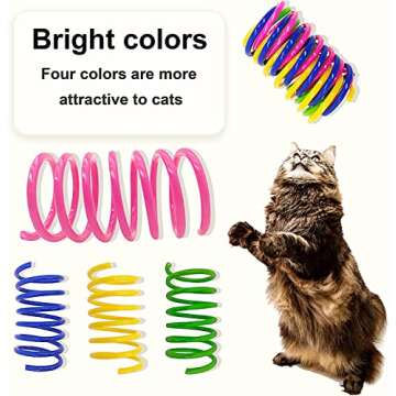 AGYM Colorful Plastic Spring Cat Toys, 30 Pack Spiral Springs for Indoor Cats to Swat, Bite, Hunt, Interactive Toys for Cats and Kittens
