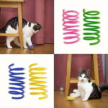 AGYM Colorful Plastic Spring Cat Toys, 30 Pack Spiral Springs for Indoor Cats to Swat, Bite, Hunt, Interactive Toys for Cats and Kittens