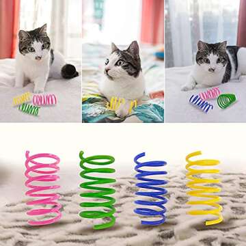 AGYM Colorful Plastic Spring Cat Toys, 30 Pack Spiral Springs for Indoor Cats to Swat, Bite, Hunt, Interactive Toys for Cats and Kittens