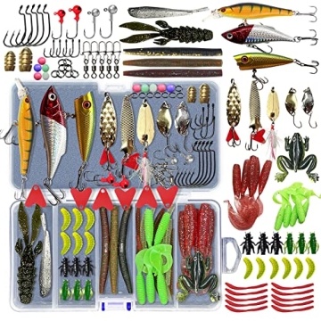 UperUper Fishing Lures Kit Set, Baits Tackle Including Crankbaits, Topwater Lures, Spinnerbaits, Wor...