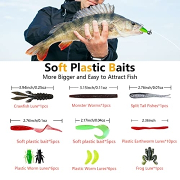 UperUper Fishing Lures Kit - 26 Assorted Fishing Baits