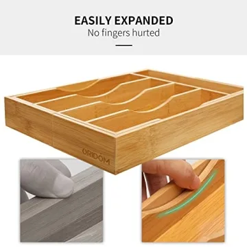 Oridom Bamboo Drawer Organizer for Kitchen Utensils