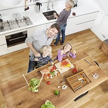 Oridom Bamboo Drawer Organizer for Kitchen Utensils