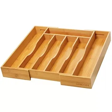 Oridom Bamboo Drawer Organizer for Kitchen Utensils