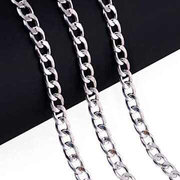 Swpeet 3Pcs Sliver Luxury Fashion 47 Inche Replacement Flat Chain Strap with Buckles Set, Perfect for DIY Metal Shoulder Cross Body Bag Hand Bag Purse Replacement