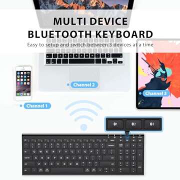 iClever BK10 Bluetooth Keyboard, Wireless Bluetooth Keyboard, Rechargeable Bluetooth 5.1 Multi Devic...
