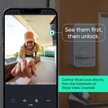 Wyze Lock WiFi & Bluetooth Enabled Smart Door Lock, Wireless & Keyless Entry, Compatible with Alexa ...