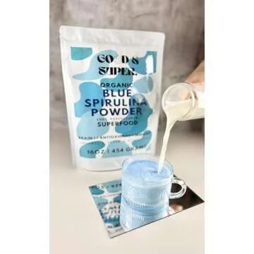 Organic Blue Spirulina Powder - Bulk 1 Pound Pack, 100% Phycocyanin, Pure Superfood from Blue Algae - for Natural Food Coloring, Smoothies & Protein Drinks, Vegan - Pure Water Extracted