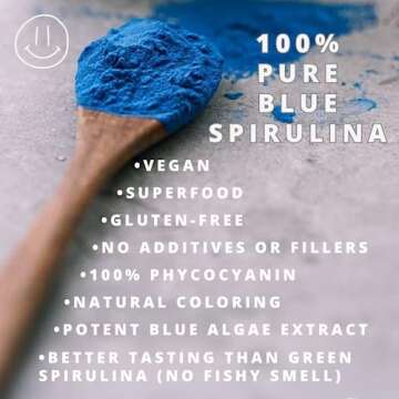 Organic Blue Spirulina Powder - Bulk 1 Pound Pack, 100% Phycocyanin, Pure Superfood from Blue Algae - for Natural Food Coloring, Smoothies & Protein Drinks, Vegan - Pure Water Extracted