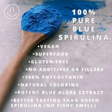 Organic Blue Spirulina Powder - Bulk 1 Pound Pack, 100% Phycocyanin, Pure Superfood from Blue Algae - for Natural Food Coloring, Smoothies & Protein Drinks, Vegan - Pure Water Extracted