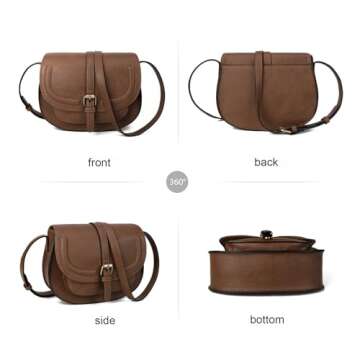 AFKOMST Crossbody Bags for Women,Small Saddle Purse and Boho Cross Body Handbags,Vegan Leather