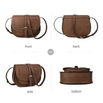 AFKOMST Crossbody Bags for Women,Small Saddle Purse and Boho Cross Body Handbags,Vegan Leather
