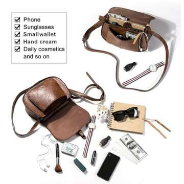 AFKOMST Crossbody Bags for Women,Small Saddle Purse and Boho Cross Body Handbags,Vegan Leather