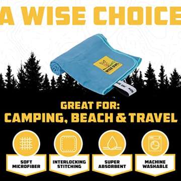 Wise Owl Outfitters Camping Towel - Camping Accessories, Quick Dry Microfiber Towel for Travel, Hiking, Yoga, Workout, and Backpacking