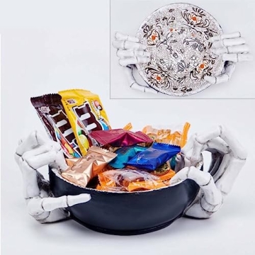Gothic Halloween Candy Bowl - Skeleton Hands Decor for Spooky Parties
