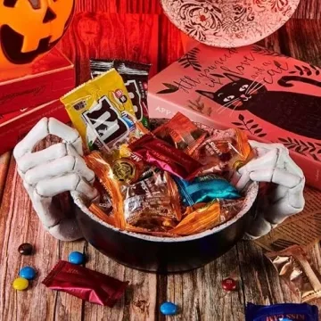 Gothic Halloween Skeleton Hands Candy Bowl Decor
